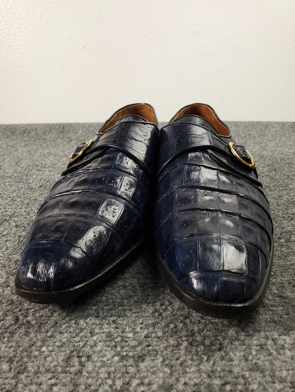 Michele Loisi Alligator Leather Monk Strap Exotic Skin Shoes 14 Italy Luxury